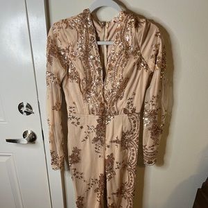 Bundle Deal: L Ruffle sleeve jacket & M Rose Gold sequin jumpsuit